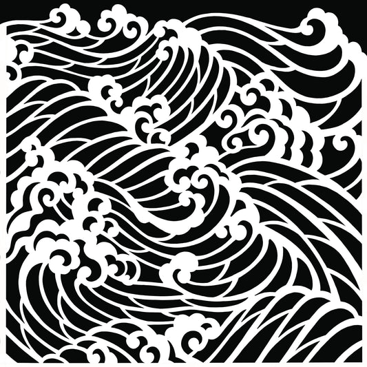 Pink Ink Designs Waves 7 in x 7 in Stencil