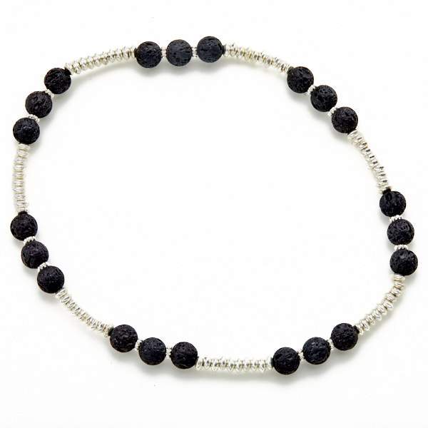 Lava Stone & Silver Plate Double Wrap Bracelet