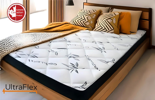 UltraFlex® DreamEasy - Mattress and BoxSpring Set Canadian-Made Medium Firm Gel Infused Comfort with Quilted Top, Pressure Relief, Cooling Technology, Bamboo Cover, CertiPUR-US® Certified Foam (Made in Canada)