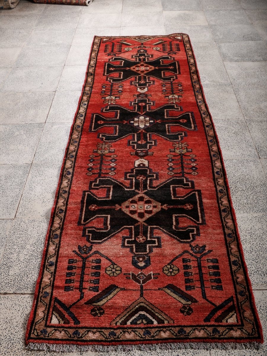 Persischer Hamadan Brückenläufer Teppich | 2' 9" x 9' 1"