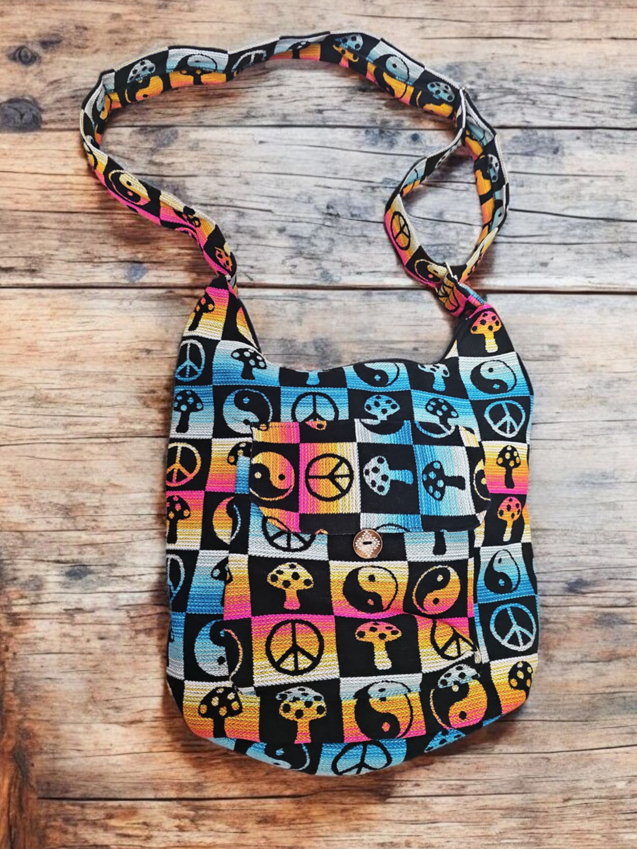 OLDTRIBES™ hippie sunset / black crossbody bag
