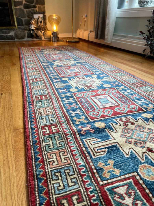 Vintage Kazak Runner | 9' 7" x 2' 9"