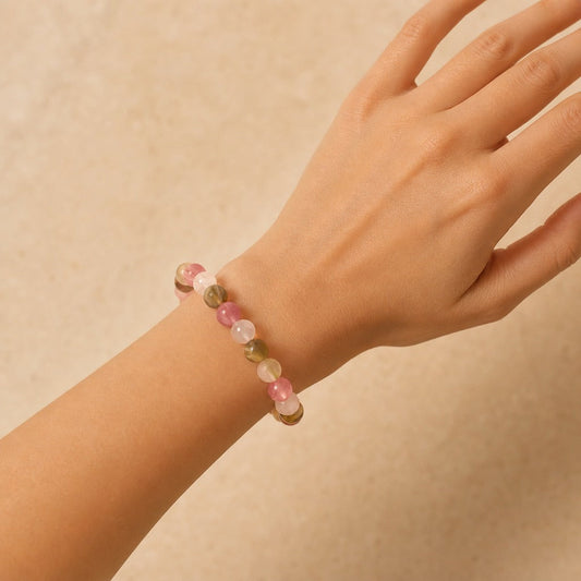 Watermelon Quartz Matte Round Bracelet - 8mm