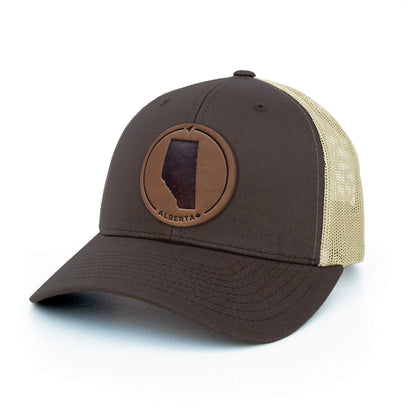 Alberta Leather Patch Trucker Hat