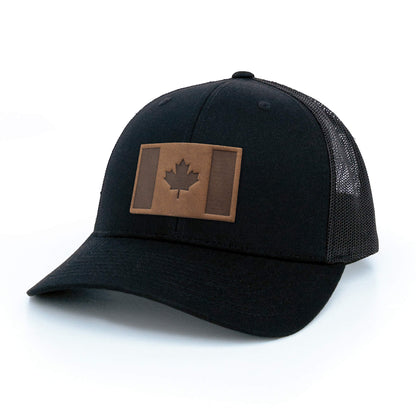 Canada Flag Leather Patch Trucker Hat