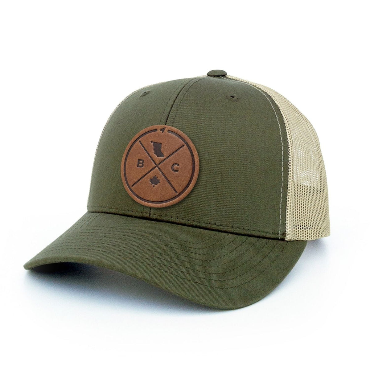 British Columbia Compass Leather Patch Trucker Hat