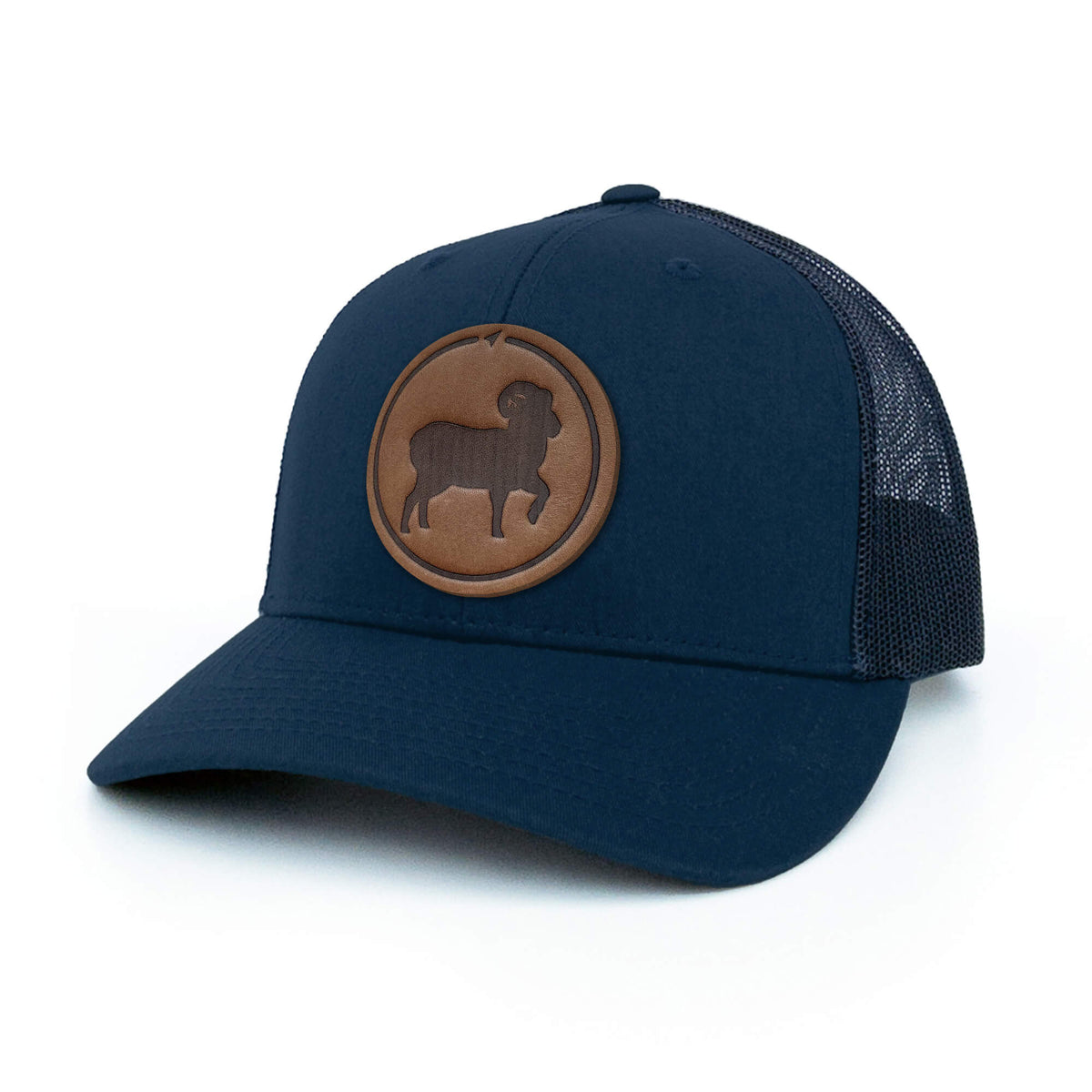 Bighorn Sheep Leather Patch Trucker Hat