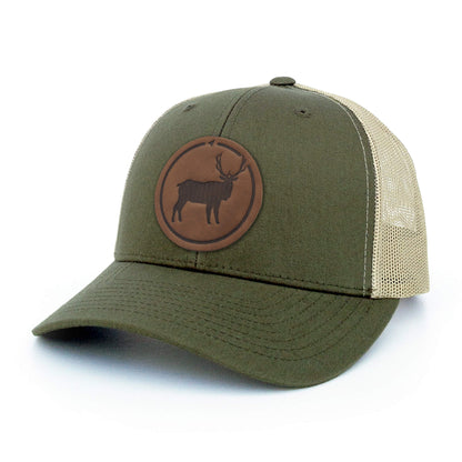 Elk Leather Patch Trucker Hat