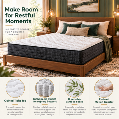 UltraFlex® PRESTIGE Medium-Firm Orthopedic Hybrid Mattress with HDCoil Support and Foam-Encased Stability — Made in Canada