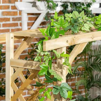 Natural Fir Wood Garden Arbor Bench with Trellis Arch, 63 x 78 in (United States Delivery Only)
