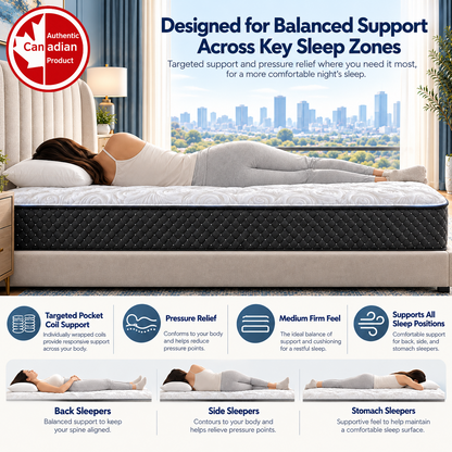 UltraFlex® IMPERIAL Orthopedic Pocket Coil Mattress with Multi-Posture Support and Quilted Foam Comfort — Made in Canada