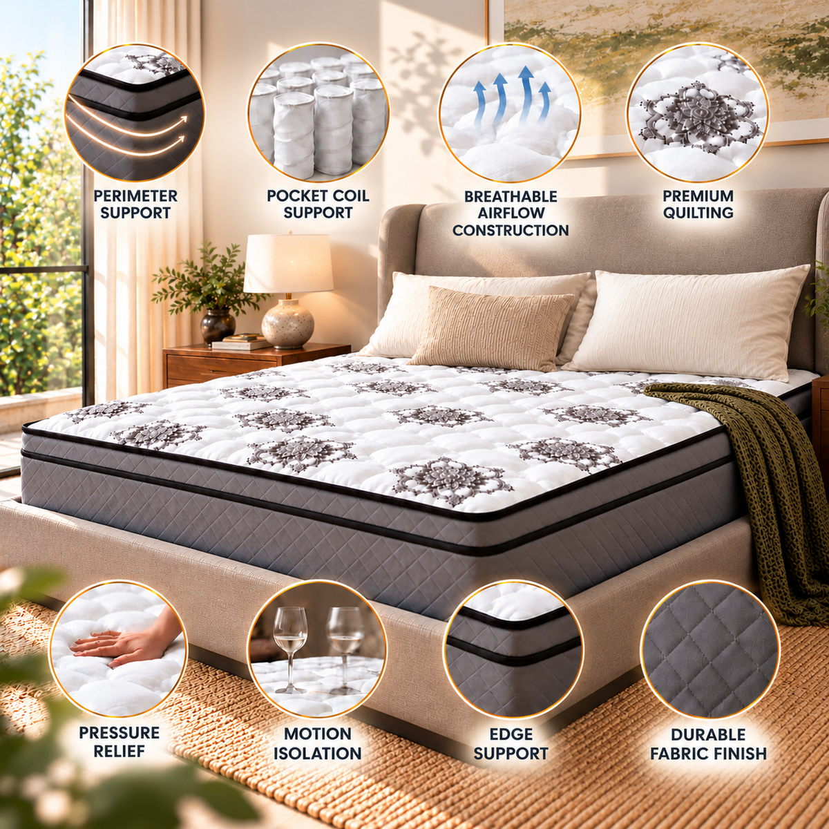 UltraFlex® OASIS Medium Firm HDCoil Hybrid Mattress with Eurotop Comfort — Made in Canada