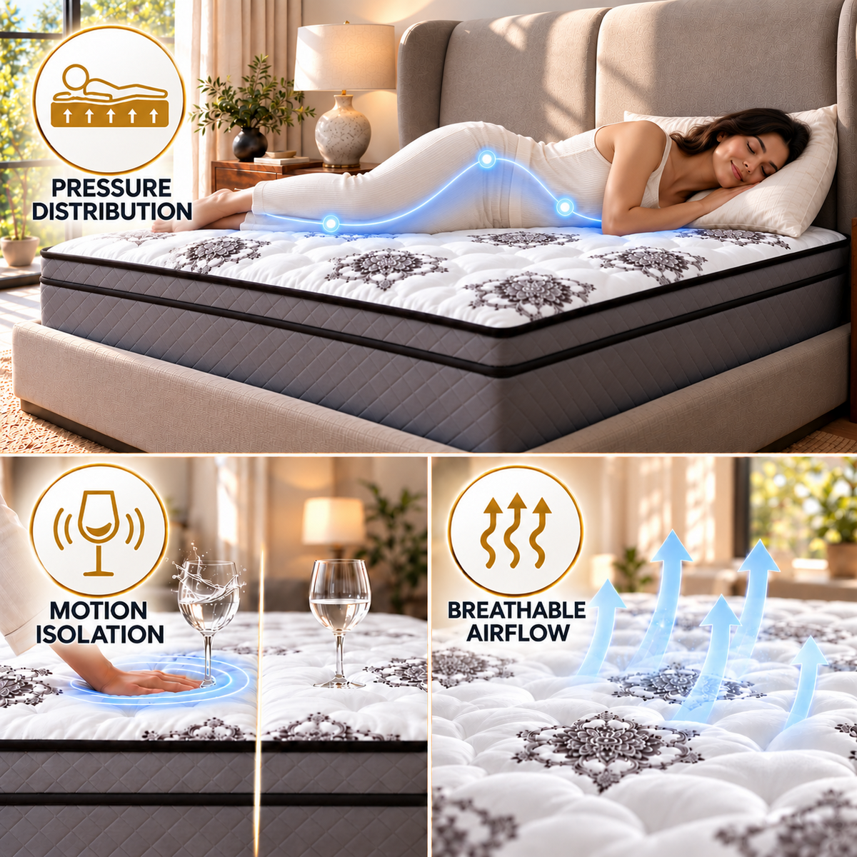 UltraFlex® OASIS Medium Firm HDCoil Hybrid Mattress with Eurotop Comfort — Made in Canada
