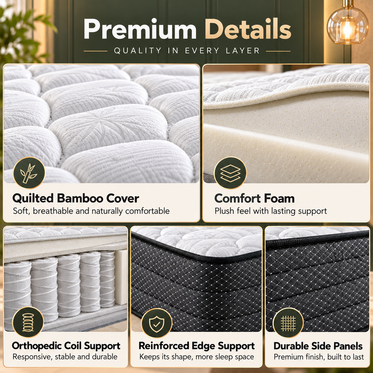 UltraFlex® PRESTIGE Medium-Firm Orthopedic Hybrid Mattress with HDCoil Support and Foam-Encased Stability — Made in Canada
