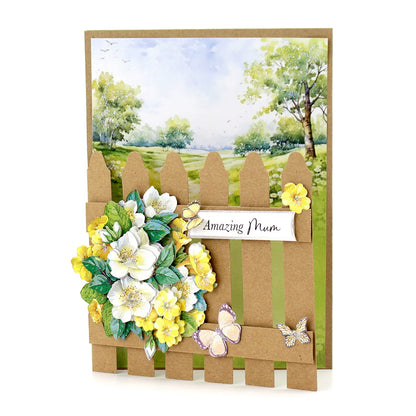 Kraft 5x7 Picket Fence Cards & Envelopes, Pack of 12