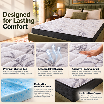 UltraFlex® DreamEasy Gel-Infused Foam Mattress with Quilted Comfort and a Soft Bamboo Cover — Made in Canada