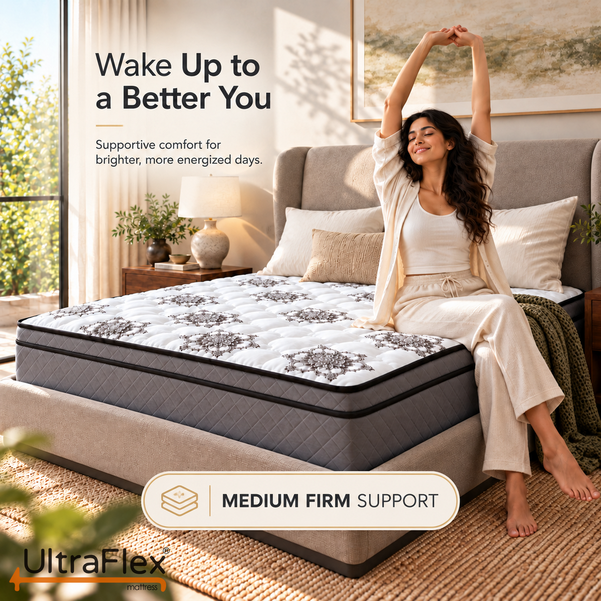 UltraFlex® OASIS Medium Firm HDCoil Hybrid Mattress with Eurotop Comfort — Made in Canada