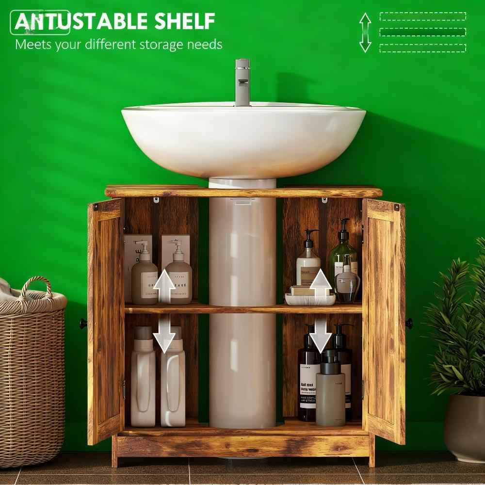 Rustic Brown Bathroom Vanity Cabinet – Under Sink Storage Organizer