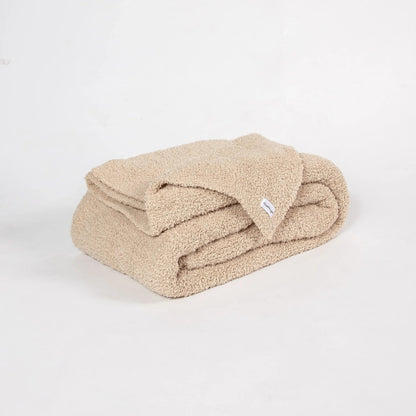 Buffed Beige Solid Double Layered Print Extended Throw
