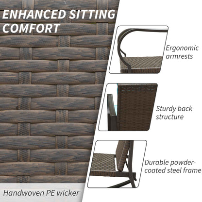 Metal 2-Person Outdoor Patio Rocking Chair Set with Cushions – Blue Steel Porch Seating