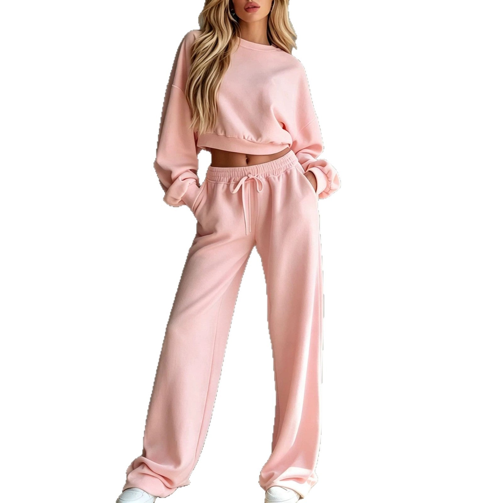 Women’s Casual Hooded Sweatshirt & Wide-Leg Pants Set – Long-Sleeve Two-Piece Sports Outfit