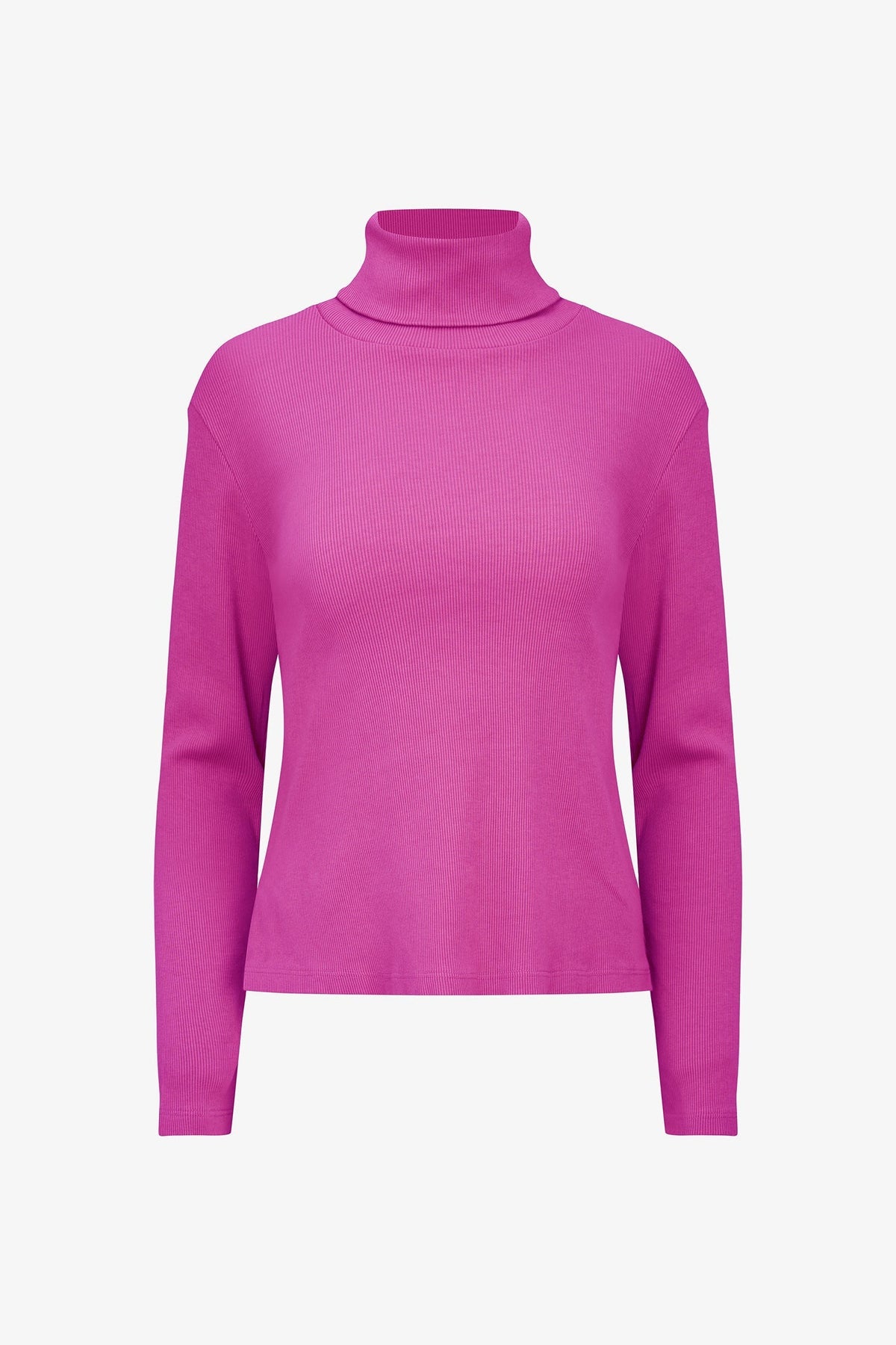 Women's Classic Rib-Knit Turtleneck Top with Long Sleeves