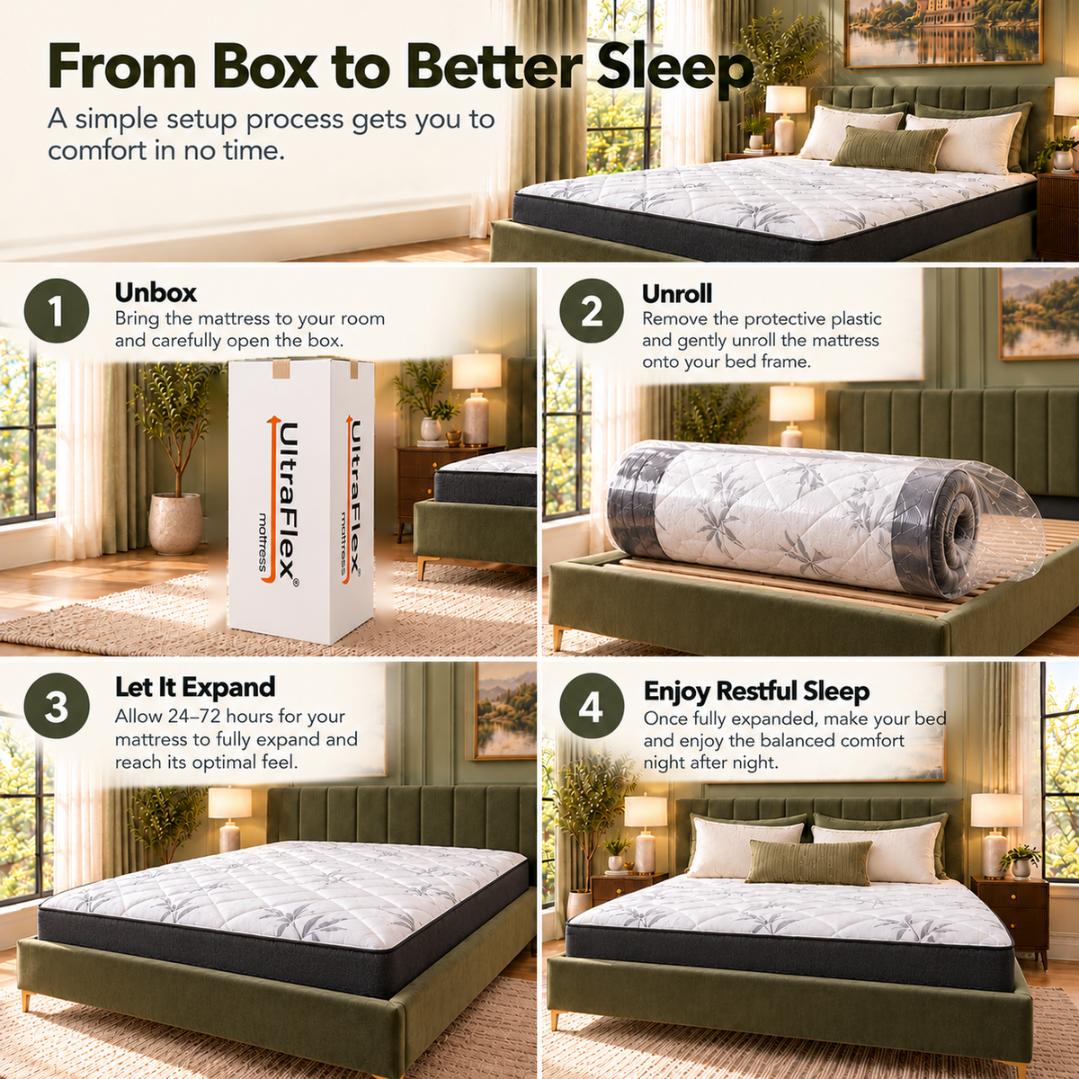 UltraFlex® DreamEasy Gel-Infused Foam Mattress with Quilted Comfort and a Soft Bamboo Cover — Made in Canada
