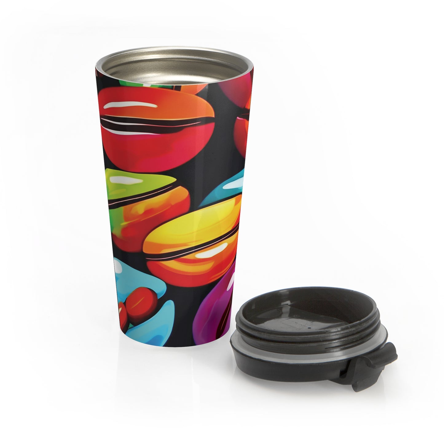 Colorful Coffee Beans Travel Mug | Vibrant Coffee Beans Pattern Stainless Steel - AURABAGS SHOP