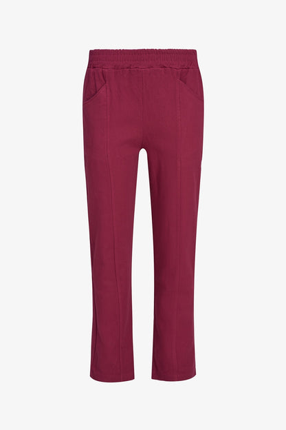 Women's Woven Pull-On Tapered Pants with Curved Side Pockets