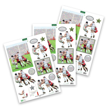 Die Cut Decoupage – Rugby (Pack Of 3)