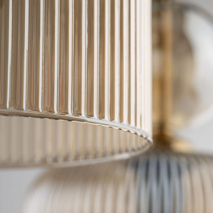 SOPHIA Cognac Ribbed Glass 5-Light Cluster Pendant for Dining, Living Room & Hallway