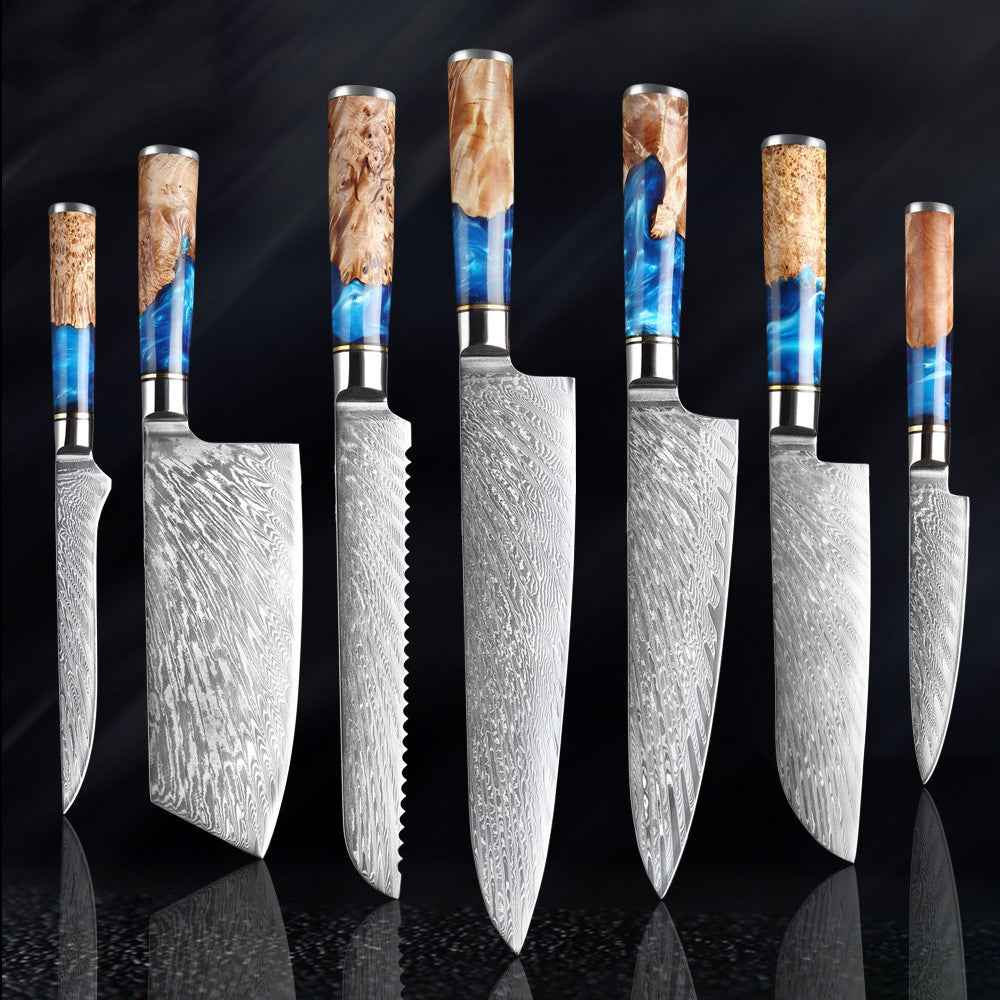 7-Piece Stainless Steel Kitchen Knife Set – Chef, Bread, Boning & Meat Cutting Knives (Deliver to United States Only)