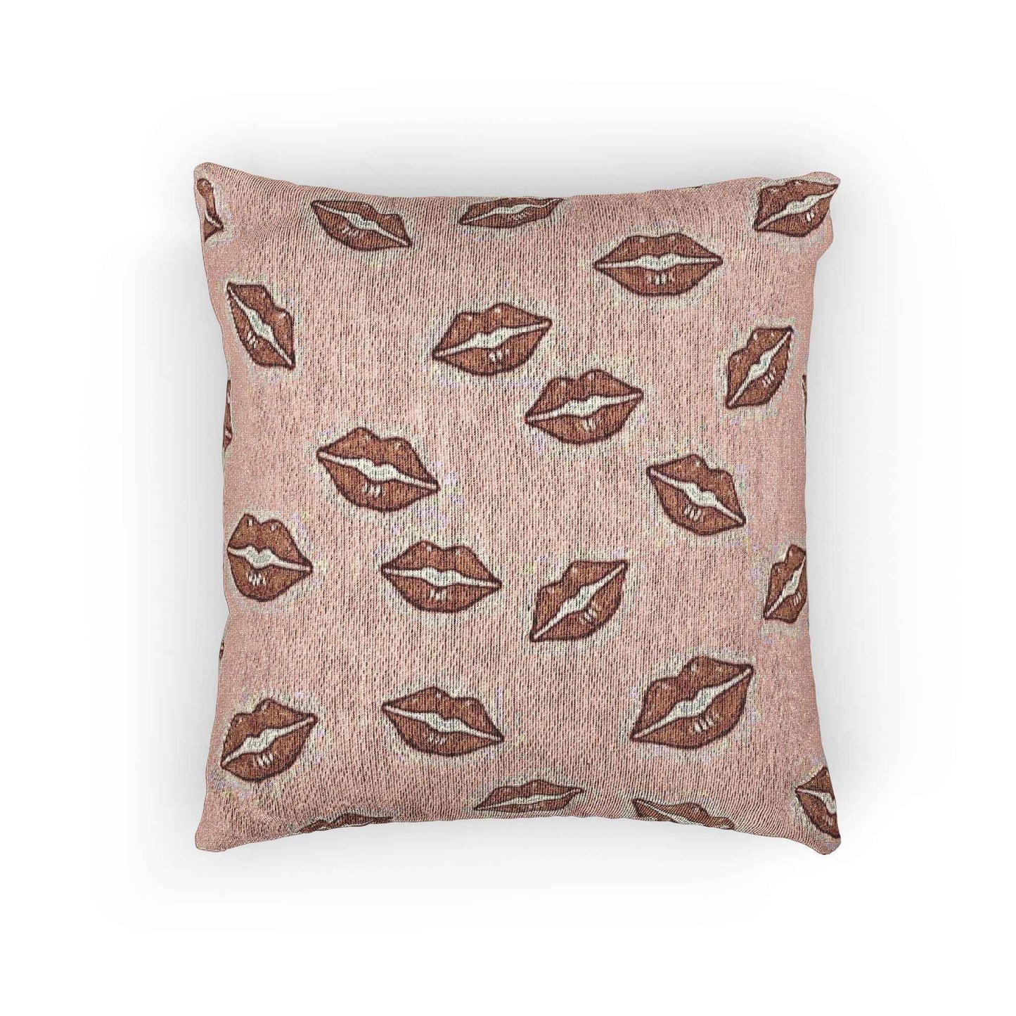Kiss Pattern Woven Pillow | Lip Print Decorative Pillow