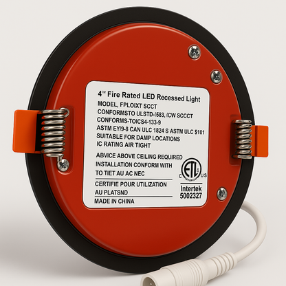 Luvelle 4″ Fire Rated LED Pot Light — 2-Hour Rated, Canless 5CCT, cETL/ULC, IC Rated