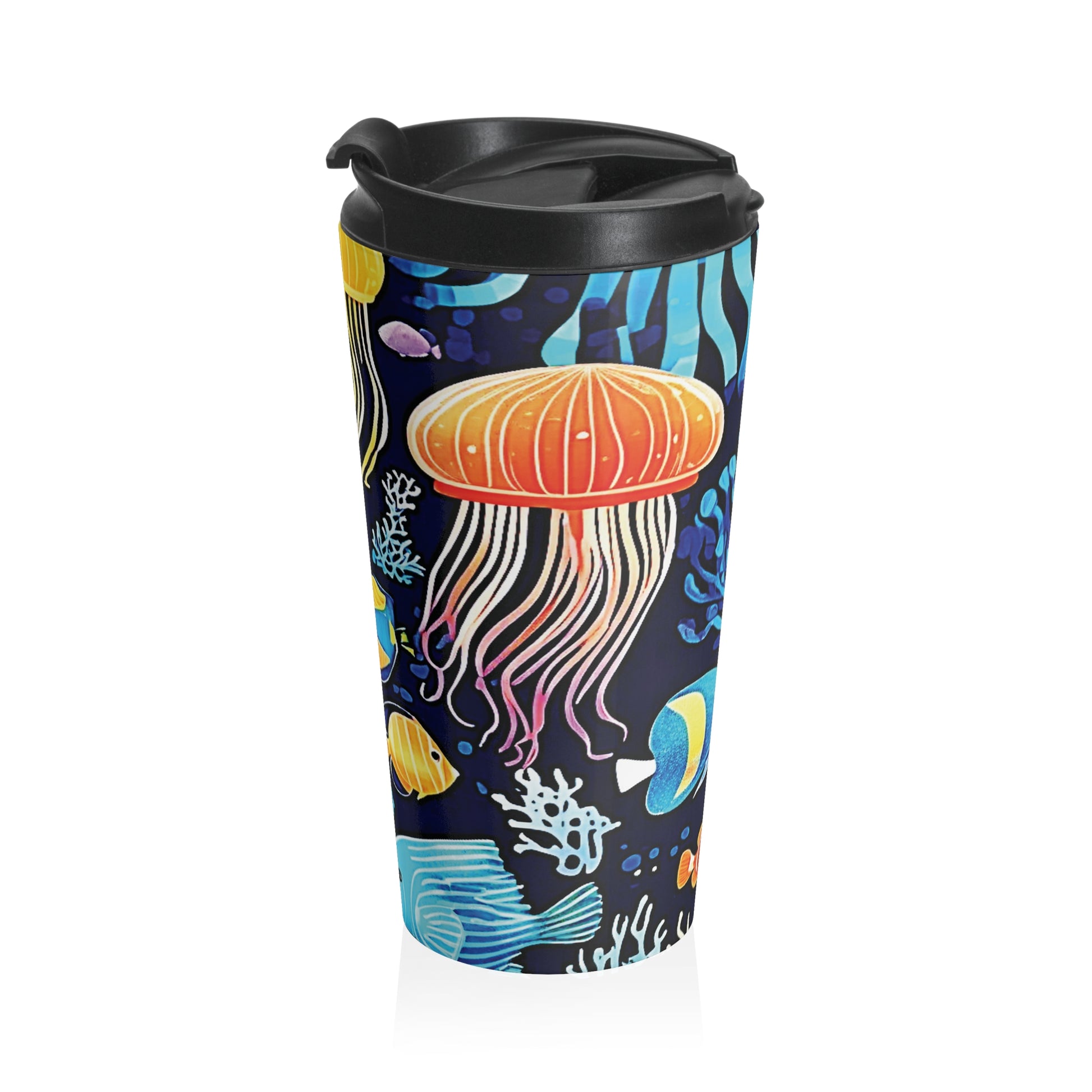 Ocean Jellyfish Travel Mug — Colorful Underwater Stainless Steel Tumbler - AURABAGS SHOP