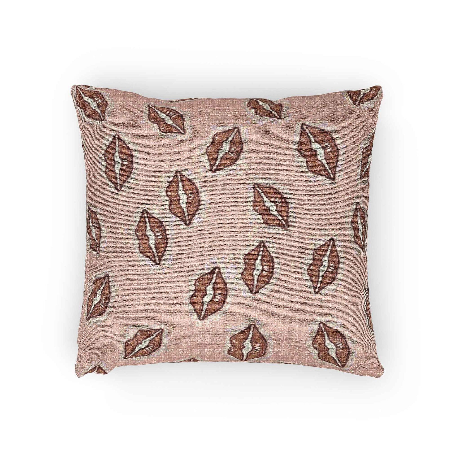 Kiss Pattern Woven Pillow | Lip Print Decorative Pillow