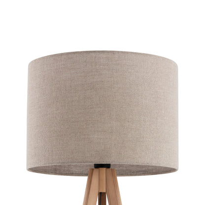 GRAND Pine & Linen Mid-Century Modern Floor Lamp for Living Room, Bedroom & Reading Nook