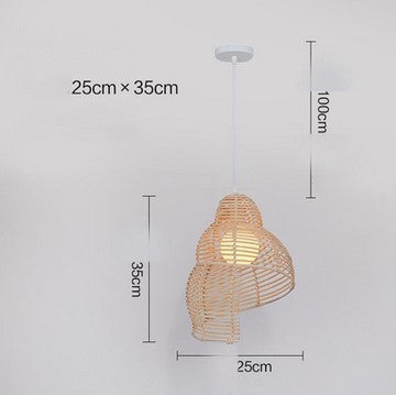 Snail Rattan Pendant Light, Creative Art Southeast Asia Vintage Pendant Lamp Reading Room Wicker Light