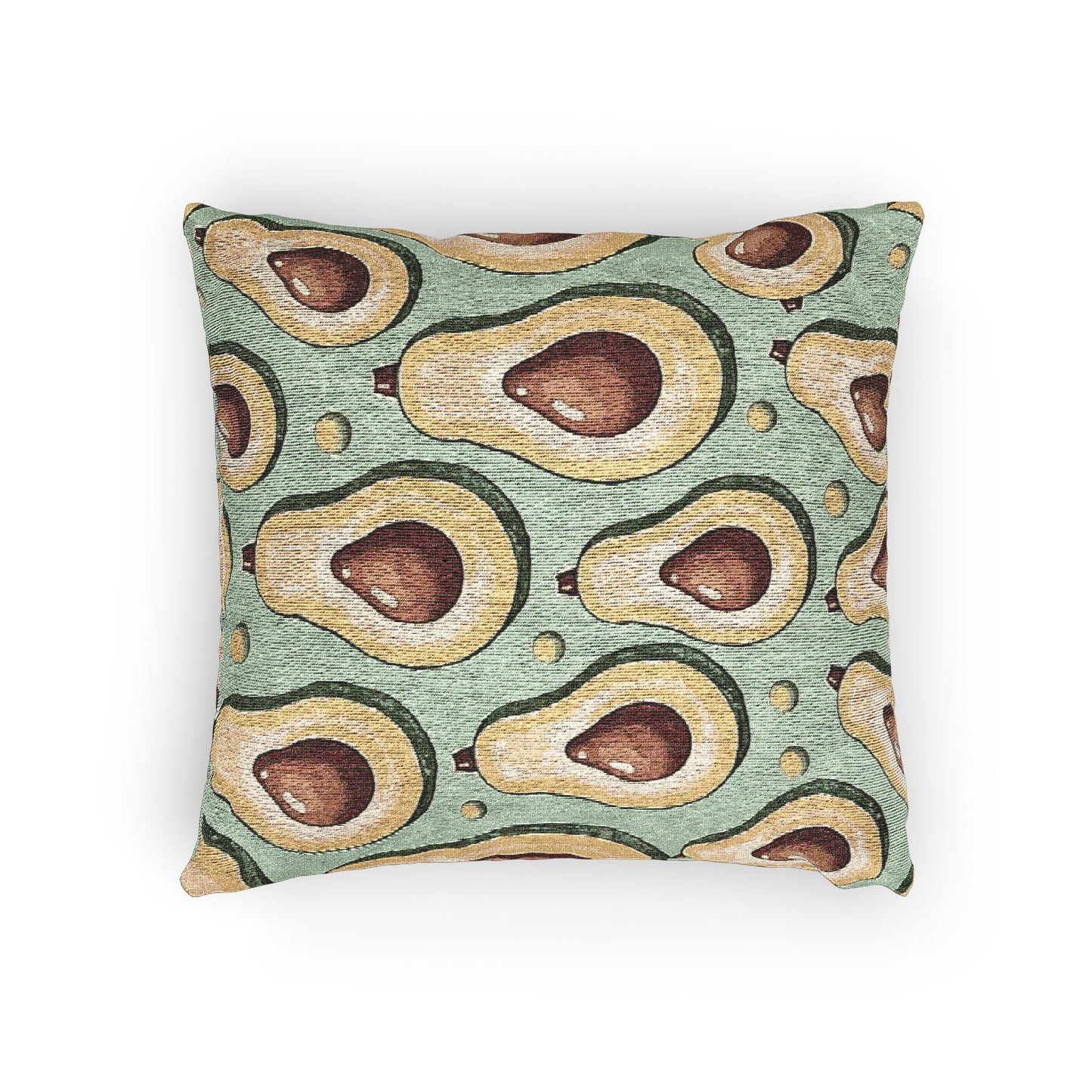Avocado Pattern Woven Pillow — Retro Green Kitchen Decorative Throw Pillow