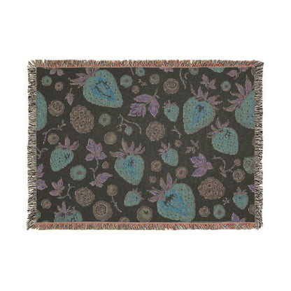 Strawberry Patch Woven Blanket — Fruit Pattern Throw for Kitchen, Picnic & Cozy Home Decor