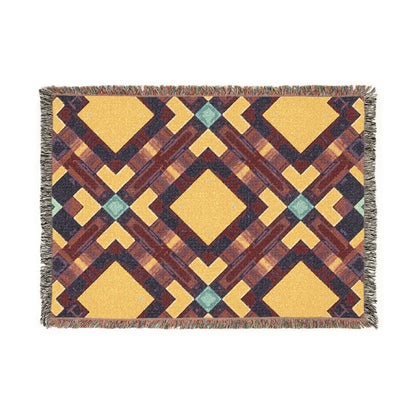 Southwest Diamond Woven Blanket — Geometric Boho Throw for Living Room & Camping