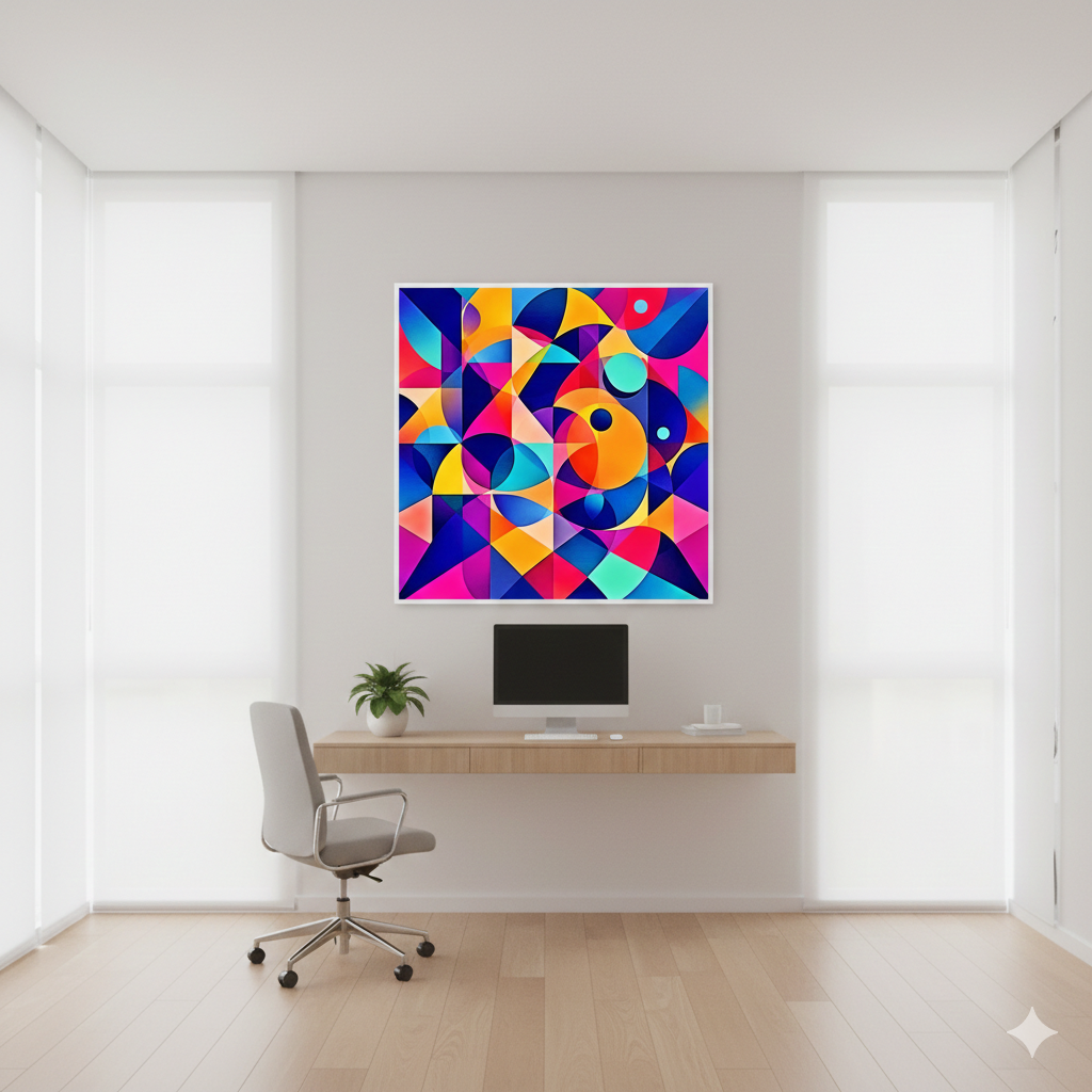 Bold Geometric Symphony Abstract Digital Art – Modern Colorful Wall Decor - AURABAGS SHOP