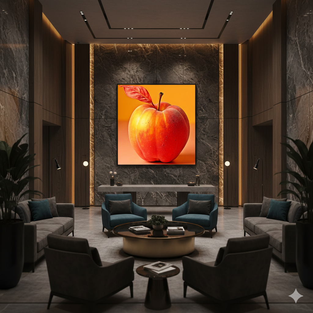 Surreal Red Peach Apple Hybrid - High-Res 8192px Square Digital Art - AURABAGS SHOP