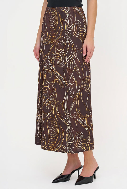Women's Printed Woven Pull-On Flowing Skirt