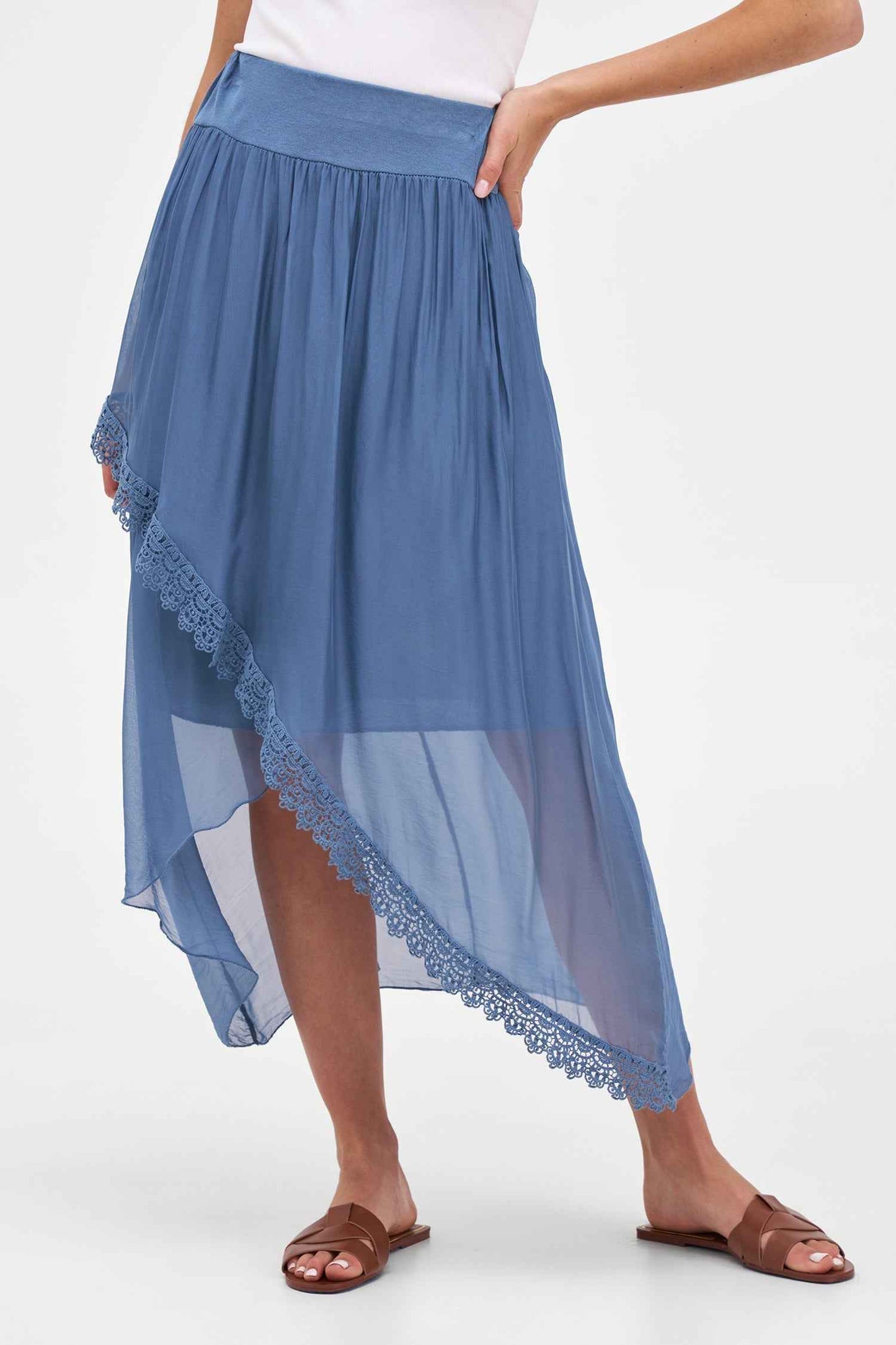 Women's Knit/Woven Combo Skirt