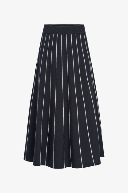 Women's Knit Color-Block Pull-On A-Line Skirt with Piping
