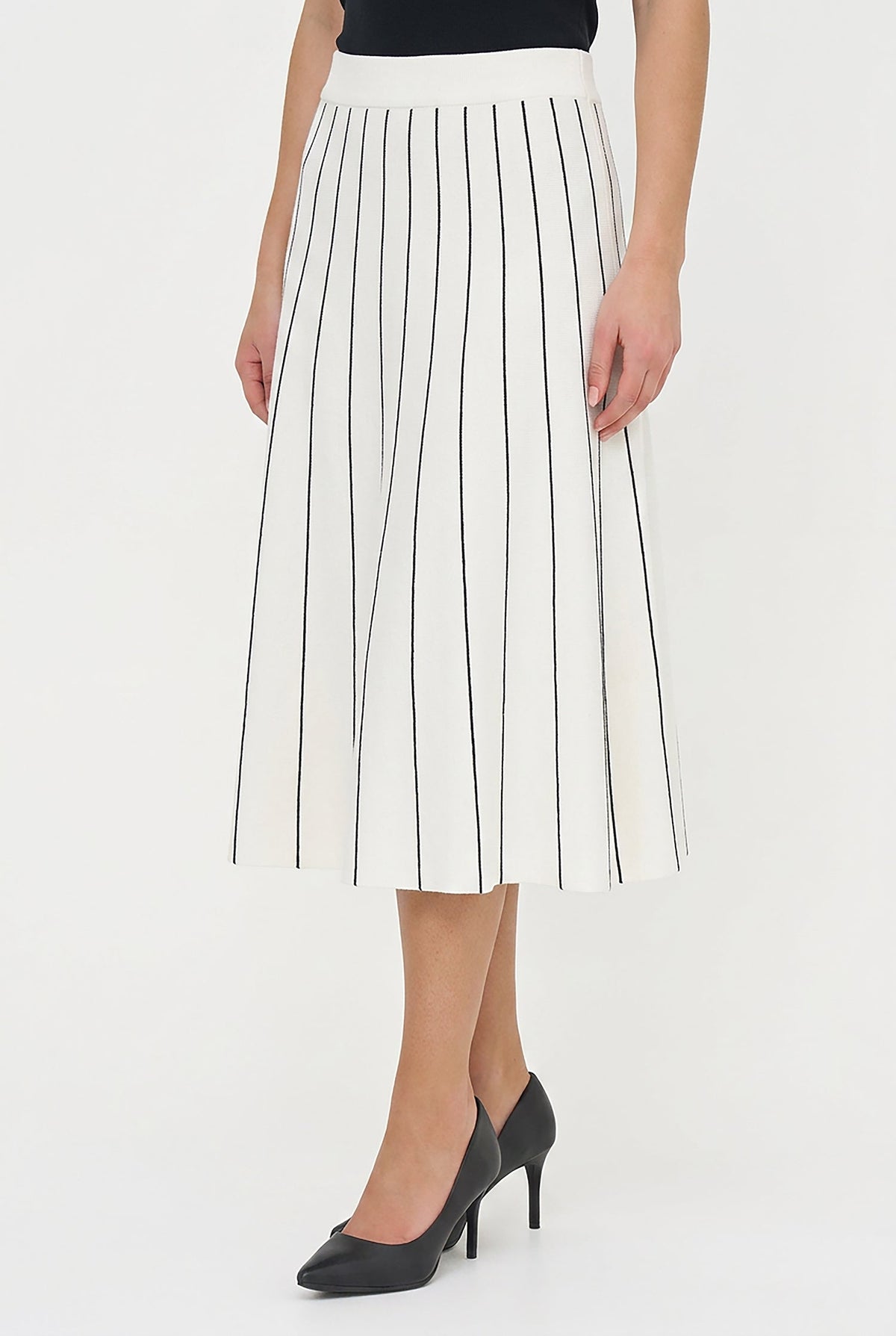 Women's Knit Color-Block Pull-On A-Line Skirt with Piping