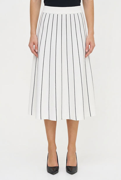 Women's Knit Color-Block Pull-On A-Line Skirt with Piping