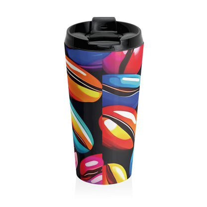 Colorful Coffee Beans Travel Mug | Vibrant Coffee Beans Pattern Stainless Steel - AURABAGS SHOP