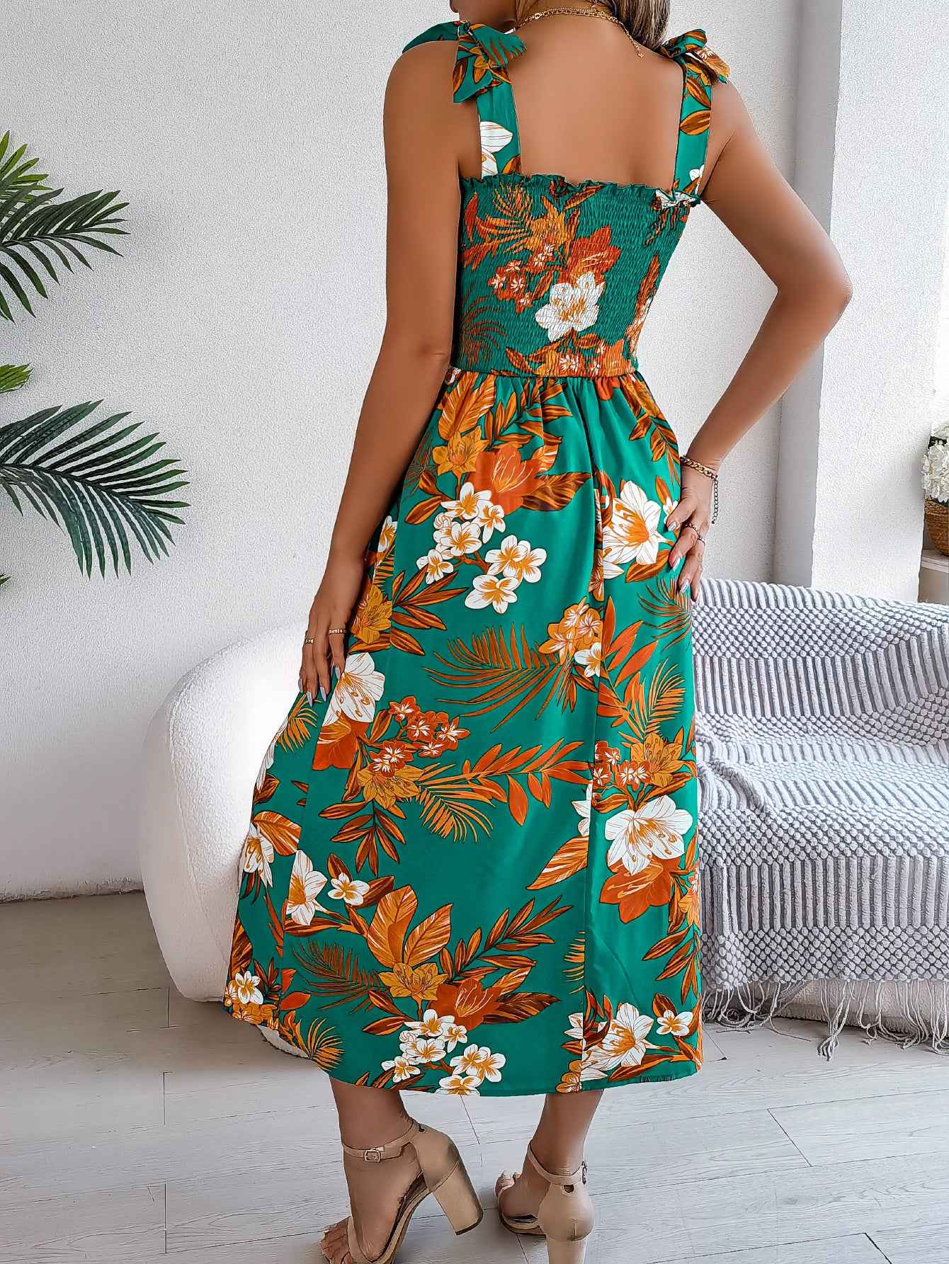 Women's Floral Print Suspender Corset Maxi Dress – Summer Holiday & Beach Dress (US Delivery Only)